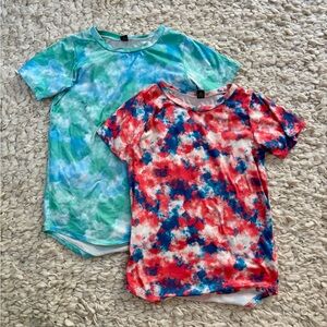 Boys Little Rangos Short Sleeve Tie-Dye Tee set of 2 OS Red Blue